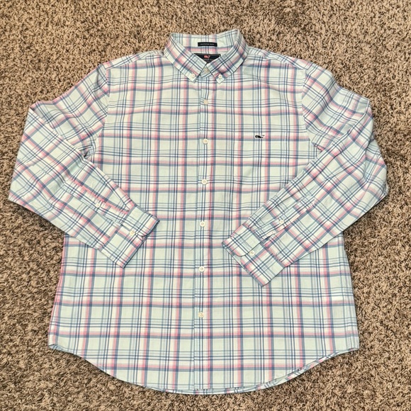 Vineyard Vines Men’s Saltwater Wash Slim Fit Tucker Shirt - Size Large - Picture 1 of 5